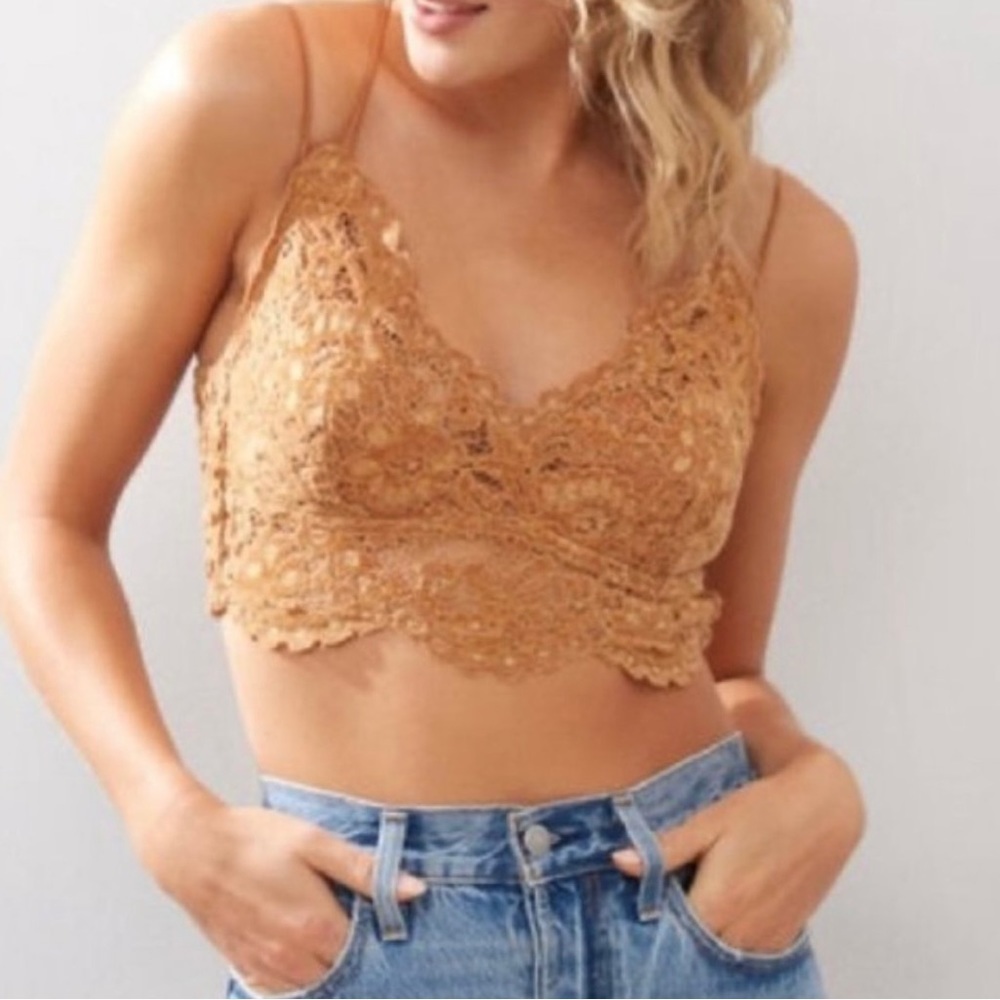 FREE PEOPLE Intimately Celine Lace Bralette Burnt Caramel size XS NWT - Picture 2 of 16